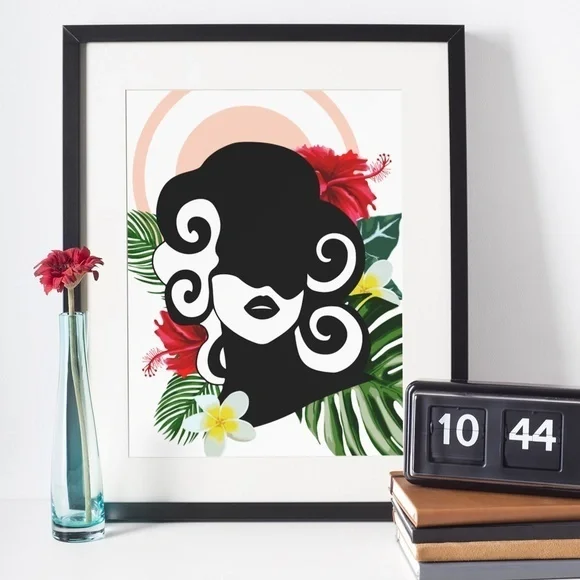 Modern Wall Art Print Tropical Woman Unframed - Picture 2 of 16